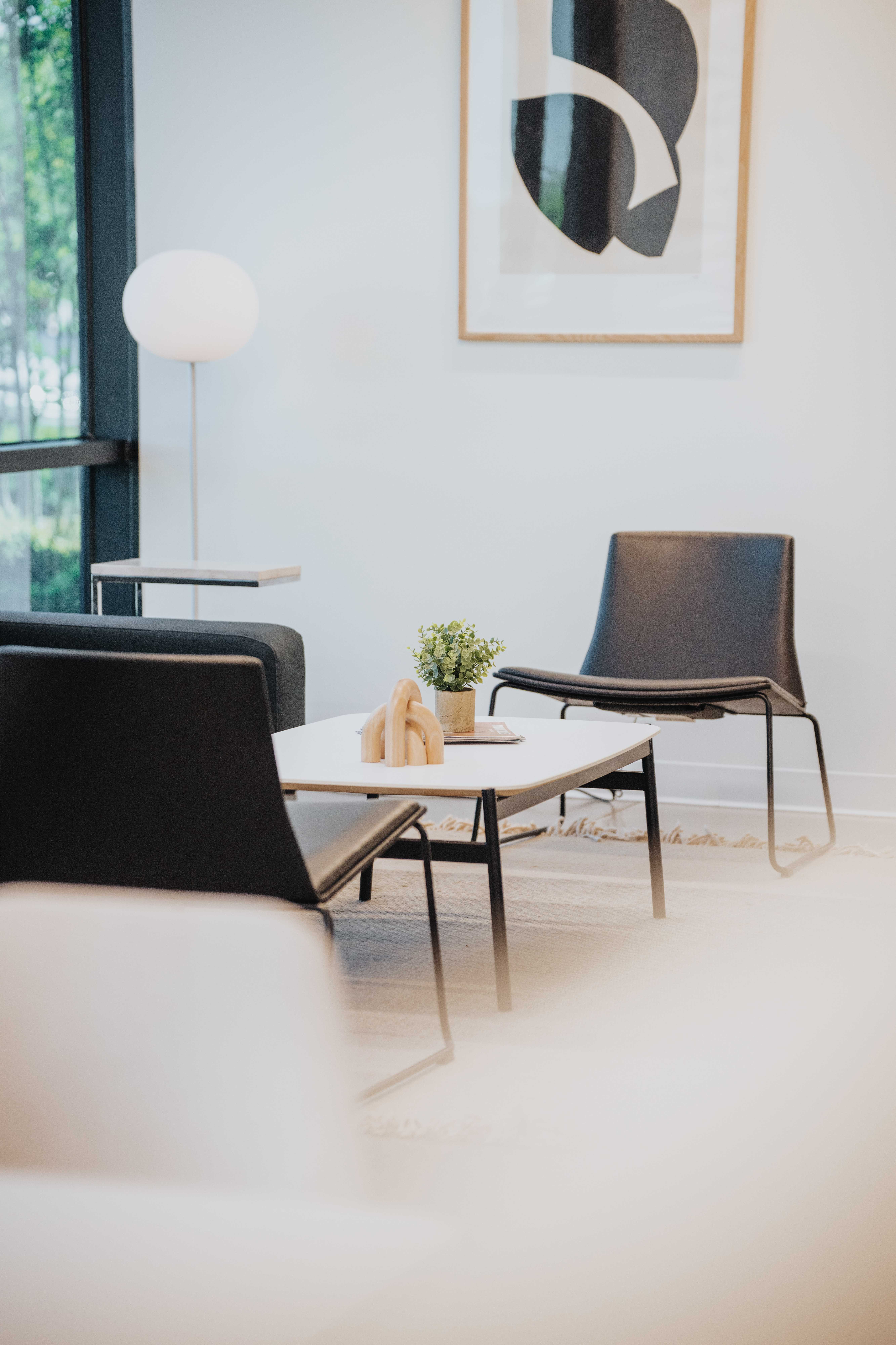 Comfortable lounge seating in the Framework community space